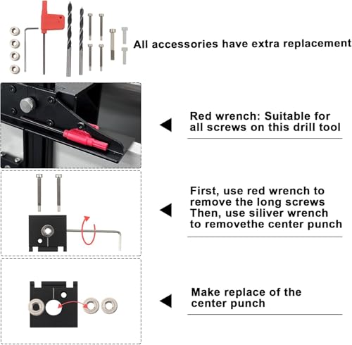 TOURACE 41 inch Extra Long Cabinet Hardware Jig, Cabinet Hardware Jig, Adjustable Aluminum Alloy Cabinet Handle Jig with Automatic Center Punch, Cabinet Hardware Template Tools