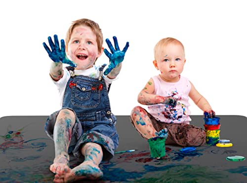 Super Jumbo Splat Mat – 60” x 60” Extra Large Waterproof and Washable Protective Mess Mat for Floors and Tables During Arts Crafts Painting Playtime and Mess ( Dark Grey, Jumbo- 5ft x 5ft (60" x 60")