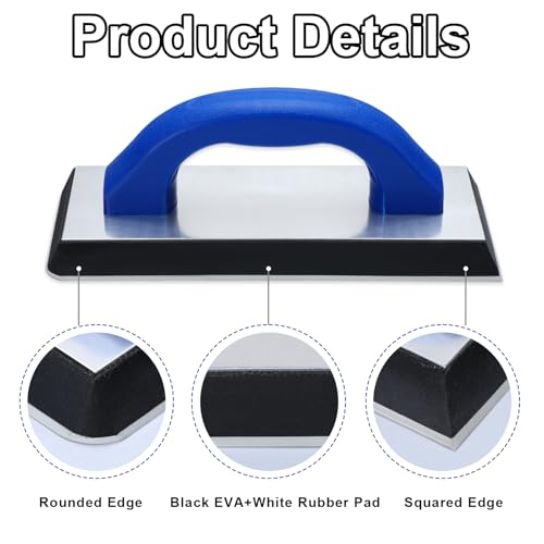 Blulu 11 Pcs Grout Float Set, Rubber Float, 6 Sponges, Angled Saw, Blue - color: Blue