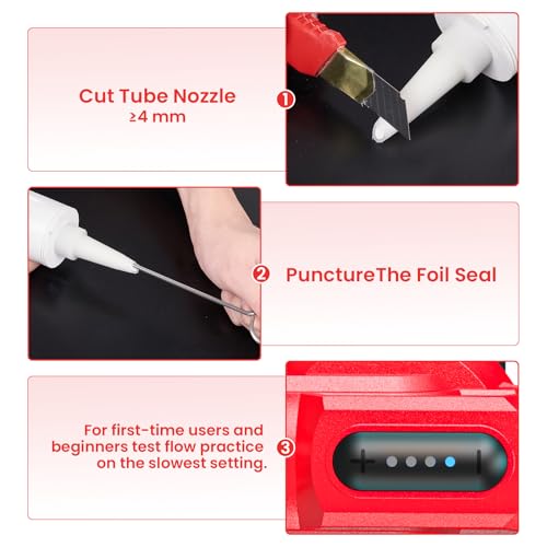Electric Caulking Gun, Cordless Caulk Gun with 2x 2.0Ah Batteries - color: Red