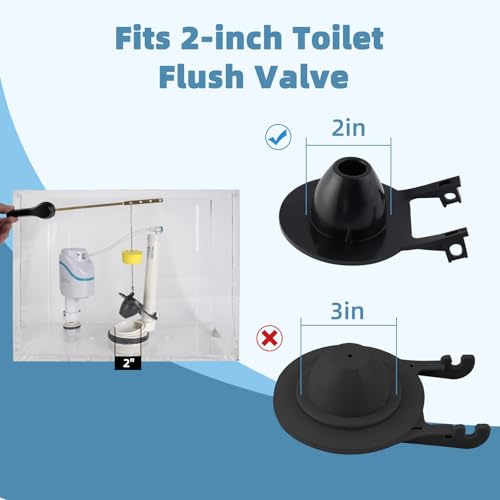 Universal 2-Inch Toilet Flapper Replacements, Adjustable Metal Chain, Black - style: 1 Pack