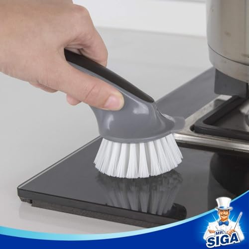 MR.SIGA Pot and Pan Cleaning Brush, Dish Brush for Kitchen, Gray, Pack of 2 - color: Black & Grey