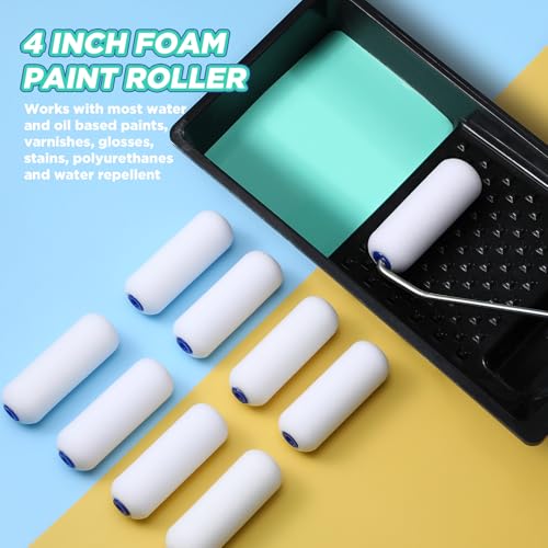 Nuenen 40 Pcs Mini Foam Paint Roller Covers, High Density for Walls, 4 Inch