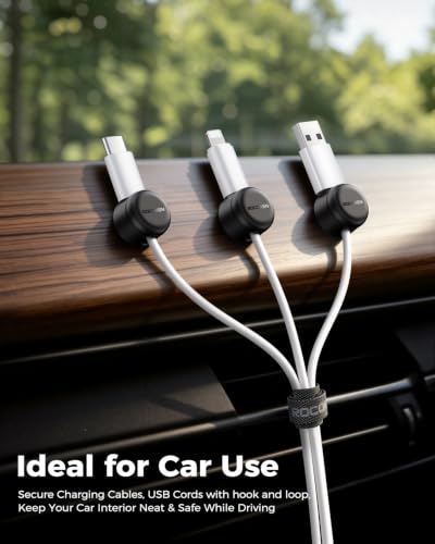 Rocoren 50‑Pack Rotatable Cable Clips & Cord Straps Cable Management Kit