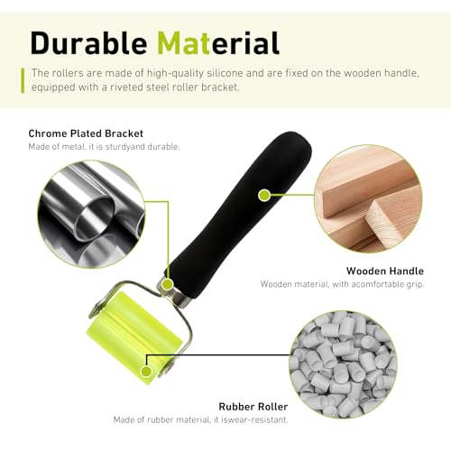 2 PCS Car Sound Deadening Roller, Large 1.97" & Small 1.18" Rubber Noise Insulation Mat Roller, Auto Seam Roller DIY Installation Tool for Heat Insulation Mat Wallpaper (Black)