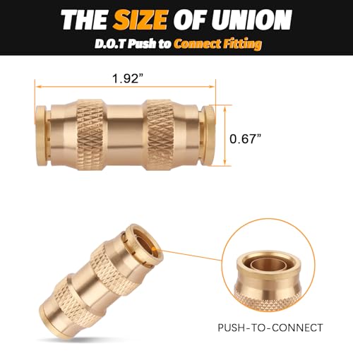 1/2" Air Brake Line Fitting, DOT Brass Push to Connect Union 4PCS - color: 4PCS DOT Push-to-Connect, size: 1/2" Od