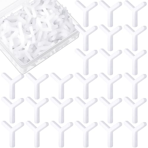 Pangda 1500 Pcs Tile Spacers Wall Floor Tile Plastic Y Type Spacers Tiling Tools 1/8 Inch White Hexagon Tile Spacers for Ceramic Tile Installation Positioning Clip Leveling System Construction