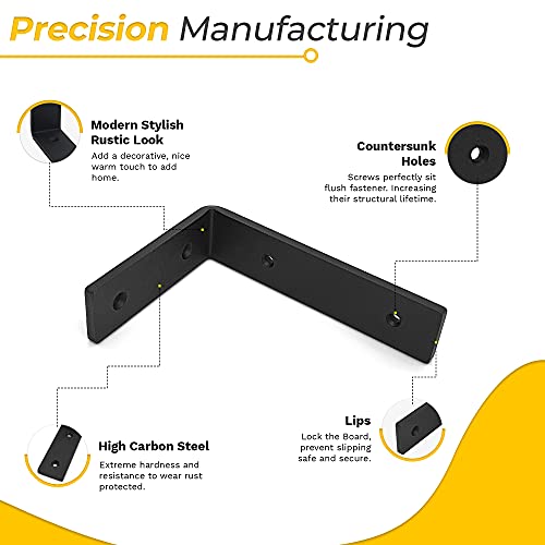 1/4" Thk Heavy Duty Shelf Brackets, 12.25" X 6.25", 4 Pack - Max. 110lb - size: 12.25"X6.25"