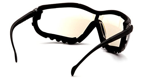 Pyramex V2G Safety Glasses, Black Frame/Amber Anti-Fog Lens - color: Black Frame/Indoor-outdoor Mirror Anti-fog Lens