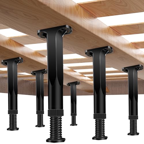 6 PCS Adjustable Height Bed Frame Support Legs - 7.8-14.6inch Bed Slats Support Leg with Screws, Furniture Legs for Bed Frame/Bed Center Slat/Cabinet/Dresser/Table/Sofa/Chair, Bed Replacement Legs - size: 6PCS