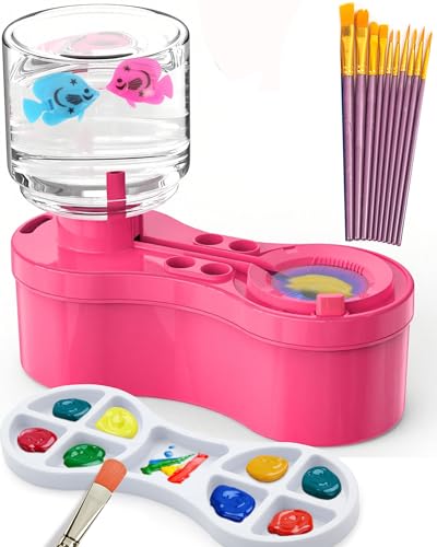Paint Brush Cleaners, with Paint Palette and Brush Holder for Watercolor/Oil Acrylic and Water-Based Paints, Portable Paint Station & Rinsing Tool,Gift for Kids/Adults/Artist/Beginners Red - color: Red