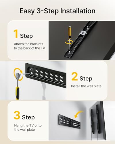 monTEK Ultra Slim Fixed TV Wall Mount for 43–95 inch TVs Holds 150 lbs - size: 43–95" Fixed