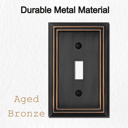 OKAWYC Single Toggle Light Switch Cover Adler Metal Wall Plate, 2-Pack Aged Bronze 1 Gang, Light Switch Cover Decorative Wallplate, Durable - style: 1 Toggle 2PK