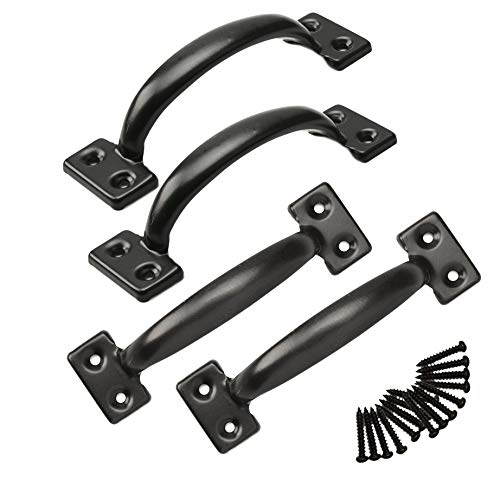 TamBee 6-1/2" Pulls Gate Handle Black Handle Metal Handle Gate Pull Handle Shed Door Handle Fence Gate Handles for Wooden Fences Outdoor & Kitchen Furniture Hardware 4PCS - size: 4 Pack 6-1/2 Inch Black