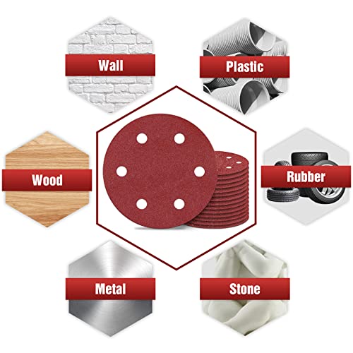 Awutzut 9 Inch 6 Hole Sanding Discs 40 Grit Hook and Loop for Drywall Sander 12PCS - style: 40 Grit