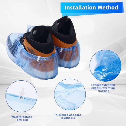 100 Pack Disposable Indoor Shoe Covers with T-Buckle Non-Slip Booties-