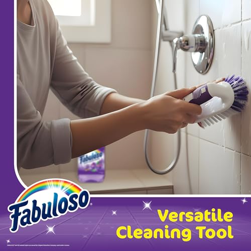 Fabuloso Compact Scrub Brush with Handle, White and Purple, 5.5 Inch - size: Scrub Brush w/ Handle