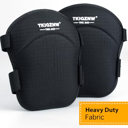 Heavy Duty Knee Pads, Professional Work Gear for Man, Black Fabric, Adjustable Straps