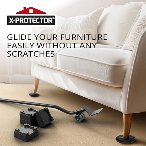 X-Protector Furniture Sliders for Carpet & Furniture Lifter Tool Set - size: Lifter + 4 PCS 3.5", For Carpet
