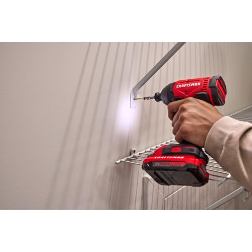 CRAFTSMAN Cordless 1/4 Impact Driver with 2 Ah Lithium Ion Battery, Charger and PH2 Screwdriving Bit, LED Light, High Torque, Variable Speed, 2900 RPM (CMCF801D1) - style: NEW 20V MAX Impact Driver Kit