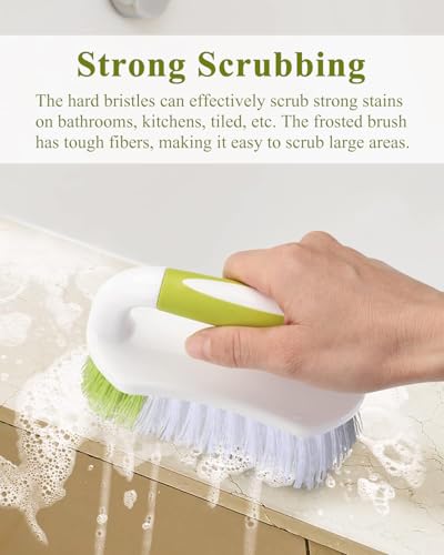 Heavy Duty Scrub Brush with Stiff Bristles - Comfort Grip Cleaning Brush for Tile, Carpet, Sink, Shower - Durable Ergonomic Handle for Floor Tub Scrubbing