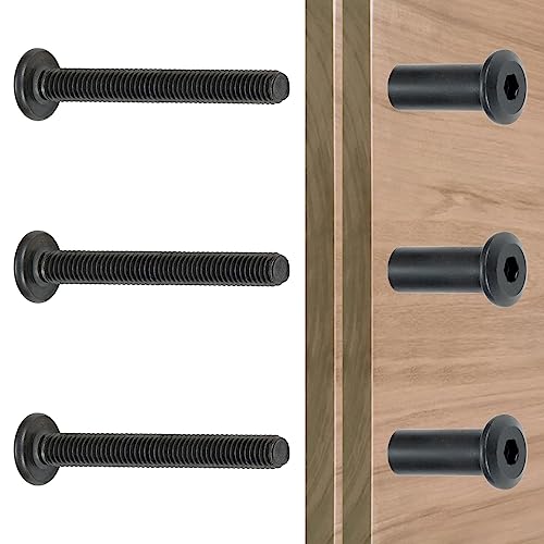 25 Pcs M8x50mm Black Furniture Bolt Cabinet Connector Screws for Furniture - size: M8x50mm