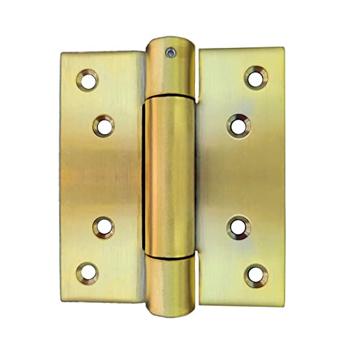 4 Pcs Self-Closing Stainless Steel Door Hinge Spring Door Hinges Brass Heavy Duty Square Thickness 3mm (4 inch) - size: 4 Inch
