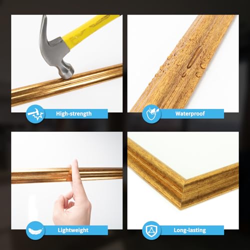 Art3d Pre-Cut Wall Molding Set of 6 pcs, 3 Top 3 Bottom, Antique Gold - color: Antique Gold: Style 1