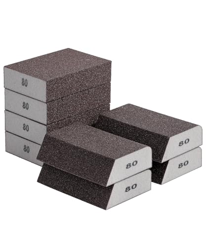 Bates- Sanding Sponge, 8 pcs, 80 Grit, Washable and Reusable, Sandpaper Block, Sanding Blocks for Wood, Sanding Pad, Drywall Sanding Block, Drywall Sanding Sponge - size: 8 Pack, 80 Grit