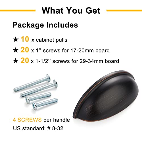 3 Inch Oil Rubbed Bronze Drawer Pulls Cabinet Cup Pull 10 Pack 1886 - color: Oil Rubbed Bronze