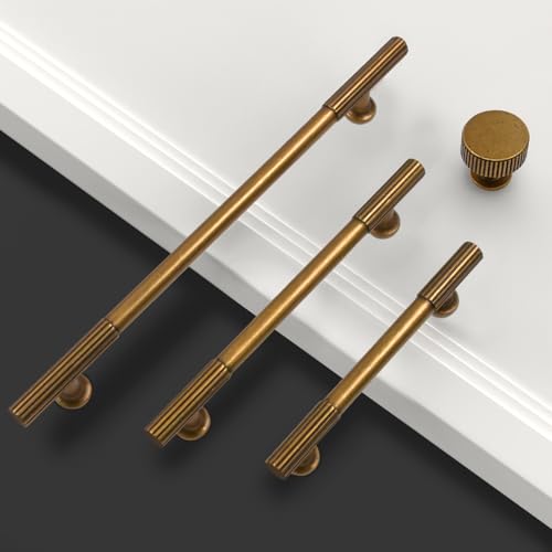 Asidrama 10 Pack 6.3 inch Antique Brass Kitchen Cabinet Handles - color: Antique Brass, size: 6.3" Hole Center