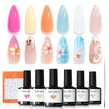 modelones Gel Nail Polish Set 6 Colors White Pastel Yellow Pink Orange Nude - color: A A2 White Pastel
