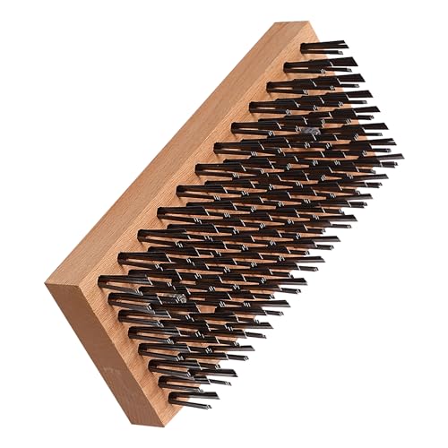 Wire Brush with Handle, Large Wire Brush for Cleaning Rust Removal Hotels Grills Welding Slags 12X8 Rows Flat Carbon Steel Wires,1PCS