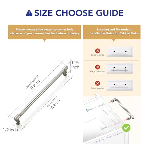 Ravinte Brushed Nickel Kitchen Pulls Cabinet Handles 10 Inch 5 Pack - color: Brushed Nickel, size: 10 Inches Hole Center