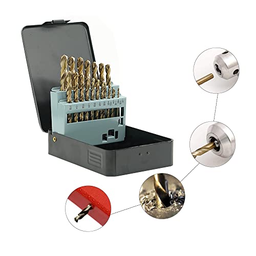 GMTOOLS 21Pcs Cobalt Drill Bits Set, M35 HSS, 135 Degree Tip, Twist Jobber Length Drill Bit for Hardened Metal, Cast Iron, Stainless Steel, Plastic and Wood with Metal Indexed Storage Case 1/16"-3/8" - style: 21 pcs Cobalt