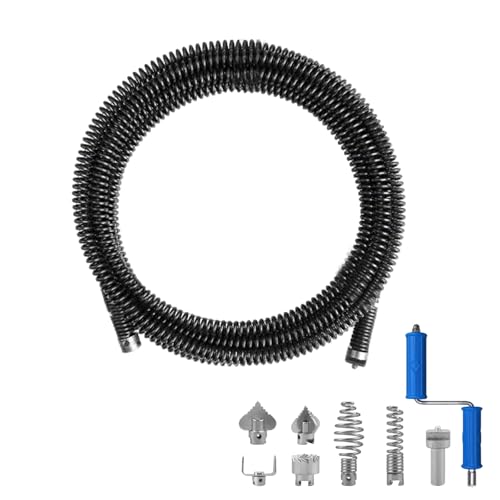 32.8ft x 1/2" Drain Snake Plumbing Pipe Cleaning Cable w/ 6 Cutters