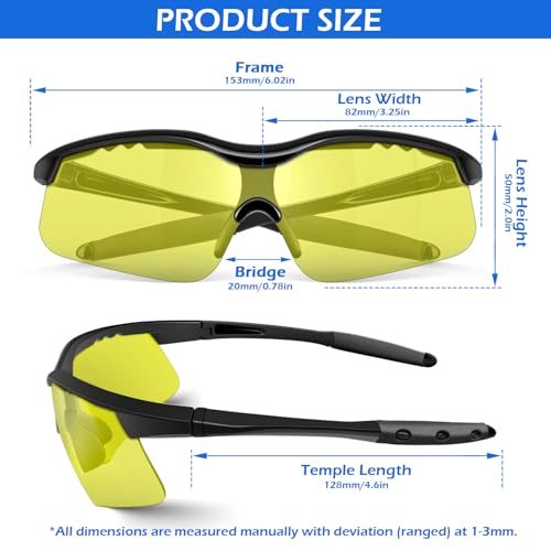 OXG Safety Glasses for Men Women, ANSI Z87 UV Protection Protective Eyewear - color: 12p-yellow