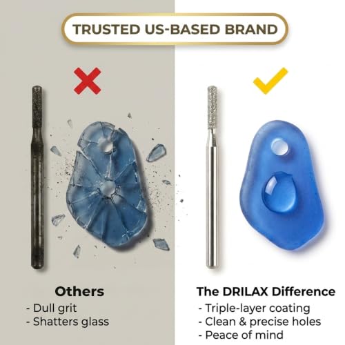 Drilax 30-Pc 2mm Diamond Drill Bit Set, 1/8" Shank for Dremel Rotary Tools, Glass, Sea Glass, Stone & Jewelry Making, Precision Lapidary Bits - size: 2mm
