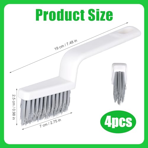 NQEUEPN 4pcs Grout Cleaner Brushes, V Shape Hard Bristle Crevice Stiff Cleaning Brush Grout Scrubber Shower Scrub Tool for Tile Floors, Tracks, Door Groove, Bathroom Gap, Kitchen, Window