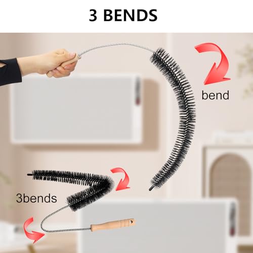 Dryer Vent Cleaning Brush - Lint Removal Cleaner Tool, LongFlexible with Wood Handle (28.7Inches)