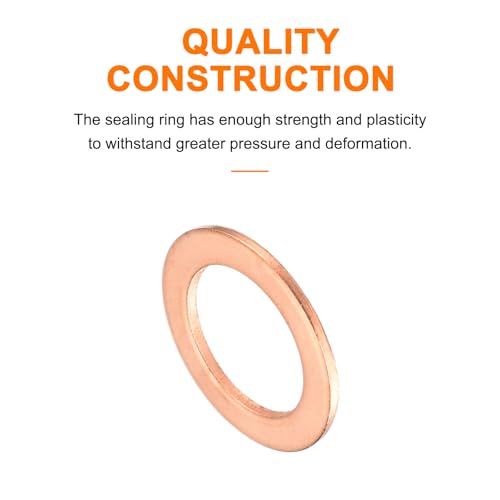 MECCANIXITY 52 Pcs Flat Copper Washers, 12x18x1mm Copper Upgraded Flat Metric Sealing Crush Ring Washers for Hydraulic Fittings Screw Bolt Nut Electronic Repair - size: 12x18x1mm
