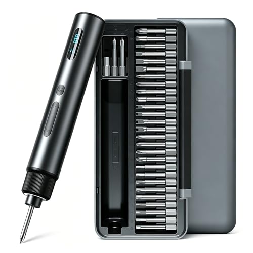 Electric Screwdriver Cordless, Max 7Nm Mini Electric Screwdriver 3-Speed Torque, 5V Power Screwdriver Set with 29 S2 Bits and Magnetic Case for Household Electronics Repair DIY