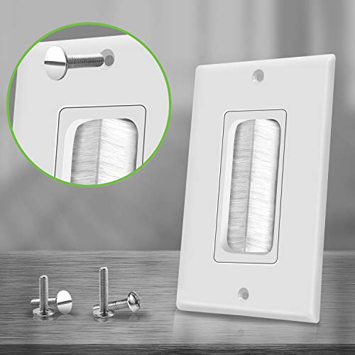 TOPGREENER 1-Gang Bristled Brush Pass-Through Wall Plate, 2-Pack - size: 1-Gang (4.50" x 2.75")