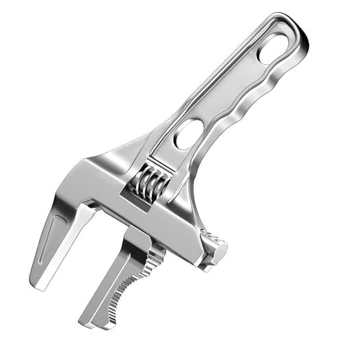 Arc Short Handle Large Opening Bath Wrench, Detachable Plumbing Pipe Adjustable Spanner, Multi-Function Socket and Pipe Wrench Tool, Silver - color: Silver