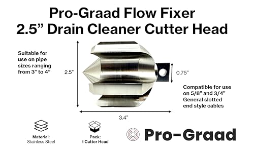 Flow Fixer Drain Cleaner Cutter Head 2-1/2", Ball, Slot, for 3" - 4" Pipes - style: 2.5" (for 3" to 4" Pipes) Drain Cleaner Cutter Head