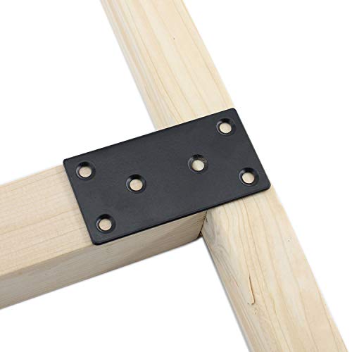 10 Pack Flat Straight Brace Brackets,ULIFESTAR Stainless Steel Mending Bracket Plate Metal Shelf Support Fixing Joining Plate for Furniture,Wood,Shelves,Cabinet with Screws Black(40x80mm/1.6''x3.15'') - size: 40 x 80 x 2 mm