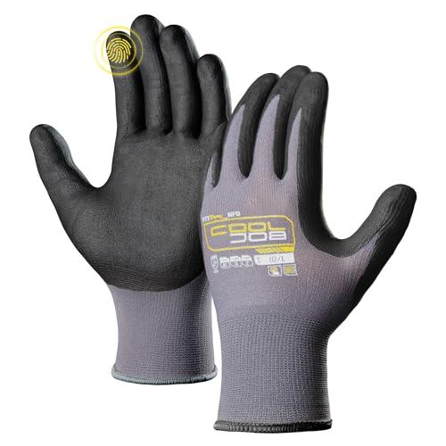 COOLJOB 12 Pairs Safety Work Gloves, Microfoam Nitrile Rubber Coated - size: Large, style: 12 Pairs
