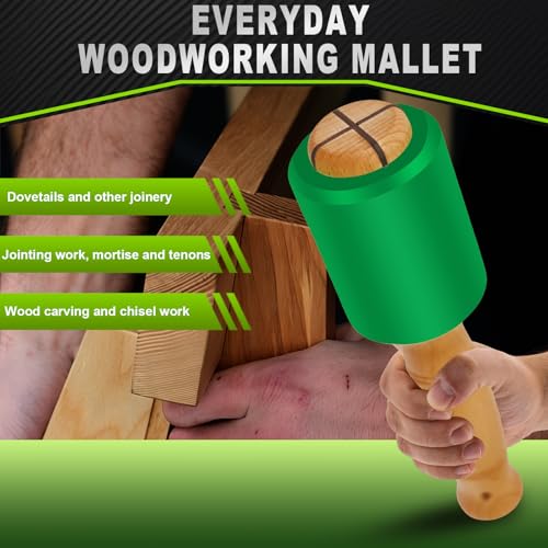 Wood Carving Mallet 12 oz - Non-Slip Urethane Head Woodworking Hammer for Chisels & Carving Tools (deep green) - color: Deep Green