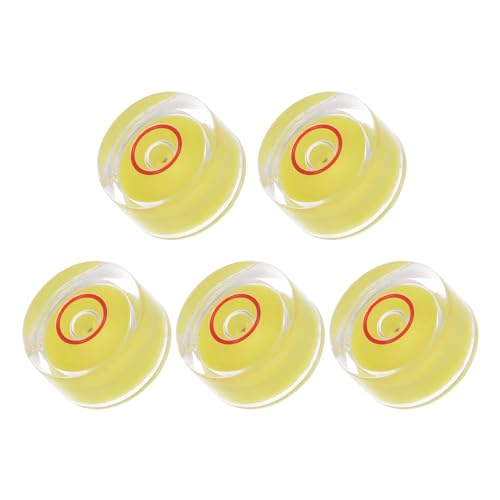 5pcs Small Circular Bubble Spirit Levels - [12mm Diameter 6mm Thickness] Mini Round RV Level Leveling Tools for Travel Trailer Turntable Camera, Yellow - color: Yellow, size: 12mm x 6mm