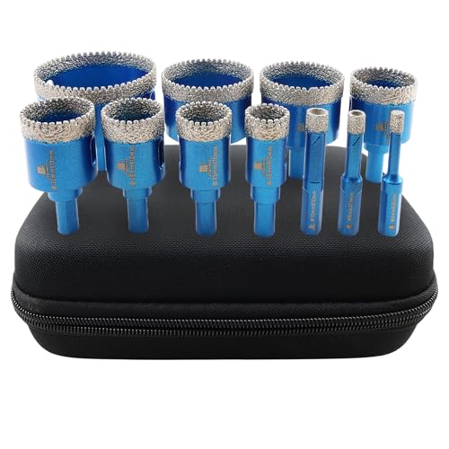 Tile Hole Saw Kit Diamond- BRSCHNITT 11pcs Diamond Core Drill Bit for Porcelain Tile Ceramic Marble Granite Drilling Triangle Shank - size: 6/8/10/20/25/28/32/35/45/50/65D